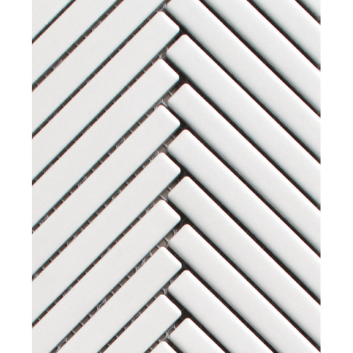 Madden Matt White Herringbone Porcelain Mosaic Tile Temple Webster